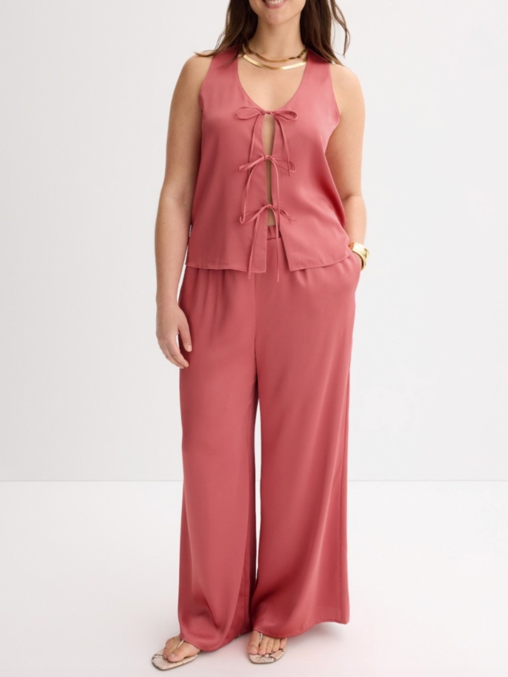 Rosetta Getty Wide Leg Satin Pull On Pants  XL